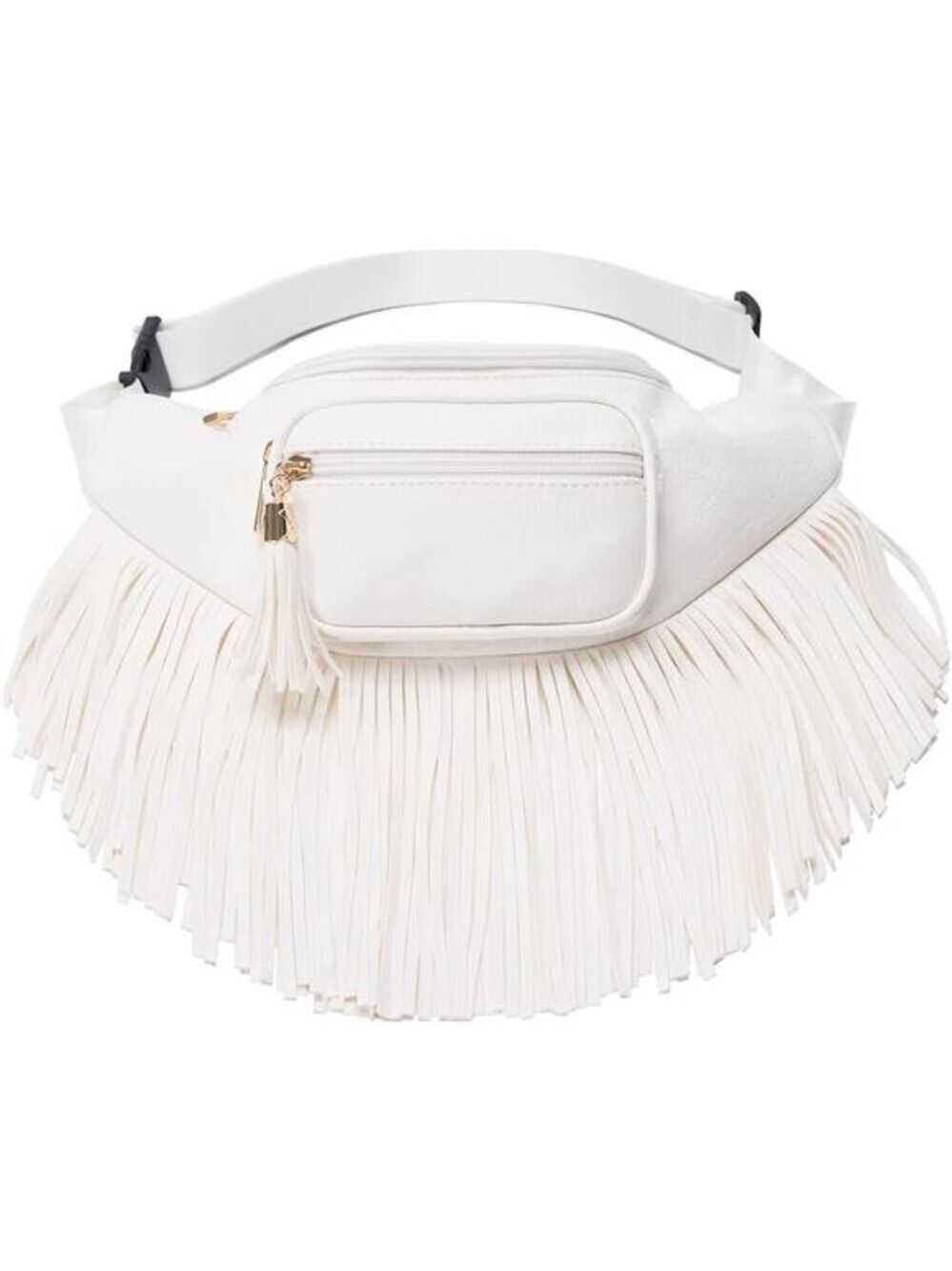 Women Fringe Waist Bag Fanny Pack Multi Zipper Hip Pack Travel Festival Purse